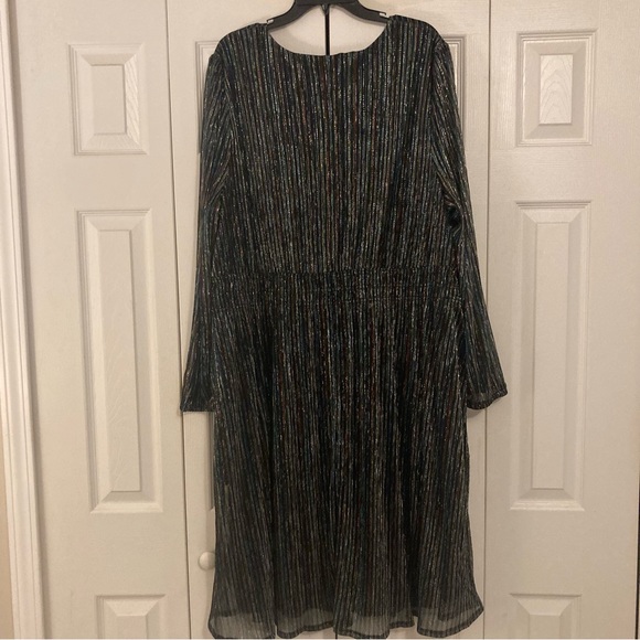 Lane Bryant Blouson-Sleeve Crinkle Knit Multi-Color Long Sleeve Midi Dress 26/28 - Picture 5 of 8